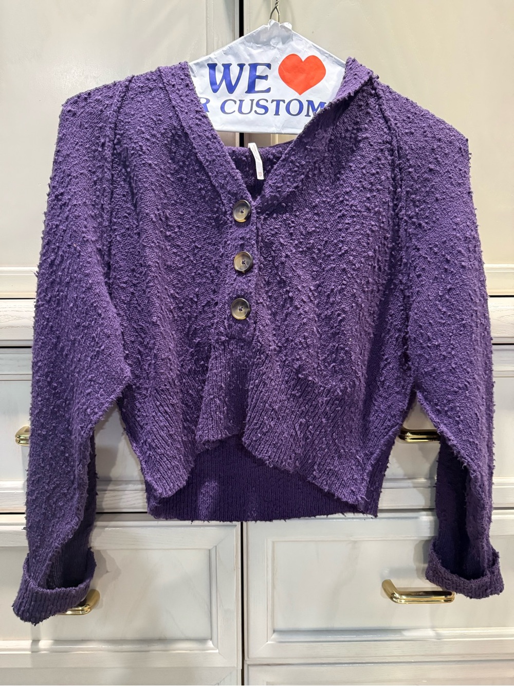 Free People Found My Friend sweater with hood, Purple CS
